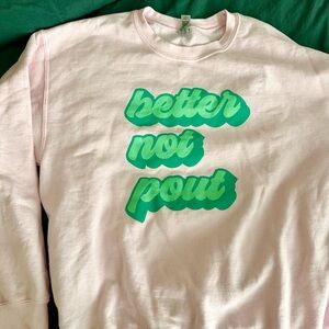 Woman’s Light Pink Sweatshirt with Green Print